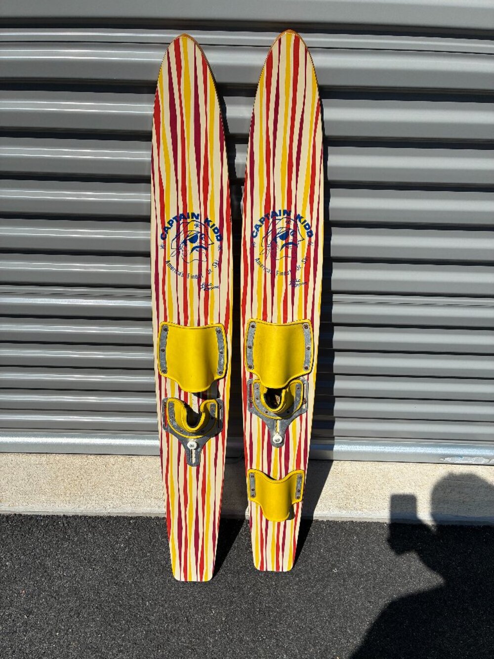 Vintage Captain Kidd Water Skis 1960s Lake Region Wooden Kids Junior Pair Decor